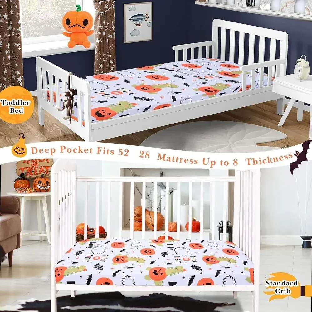 Halloween Fitted Crib Sheet for Standard Crib, Toddler Mattresses, 52x28 inches